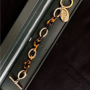 New Ralph Lauren boxed tortoise and gold tone link bracelet